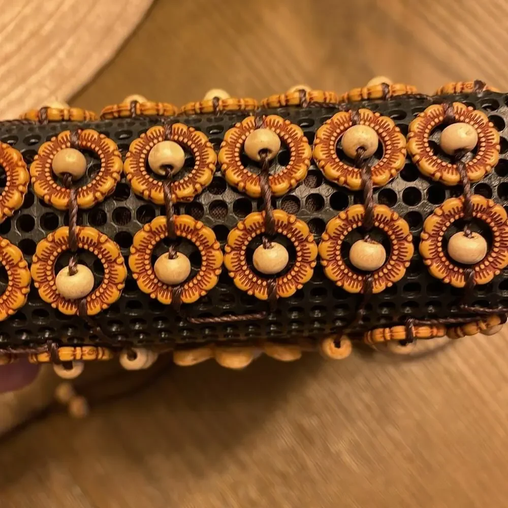 Handmade wooden bead satchel
